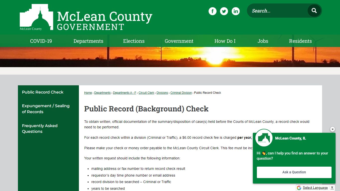 Public Record (Background) Check - McLean County, IL